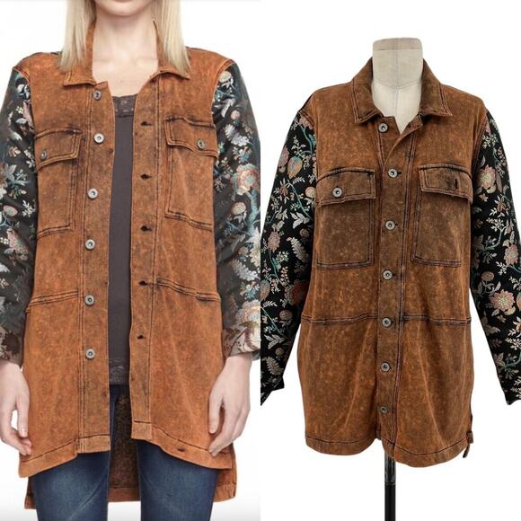 Aratta‎ Silent Journey Coolness Floral Jacquard Sleeve Oversized Shacket Small - Picture 1 of 14